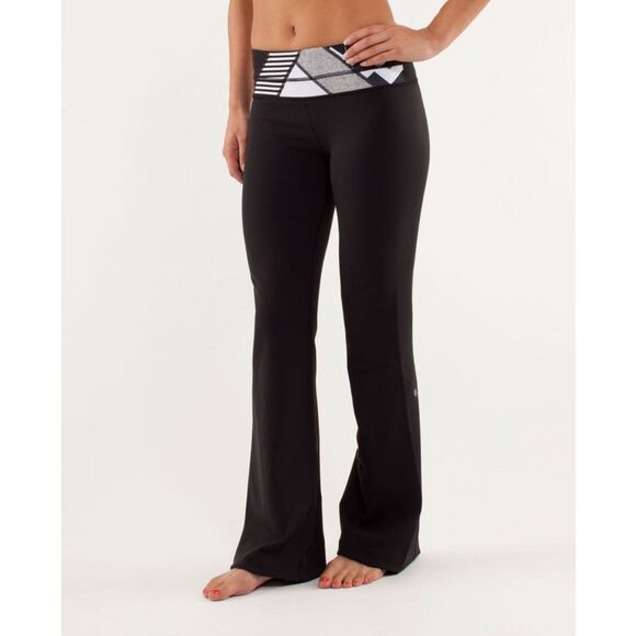 Lululemon Reversible Groove Flare Yoga Pants Slim Leg 6 Rare Prin Waisband Luon - Picture 7 of 14